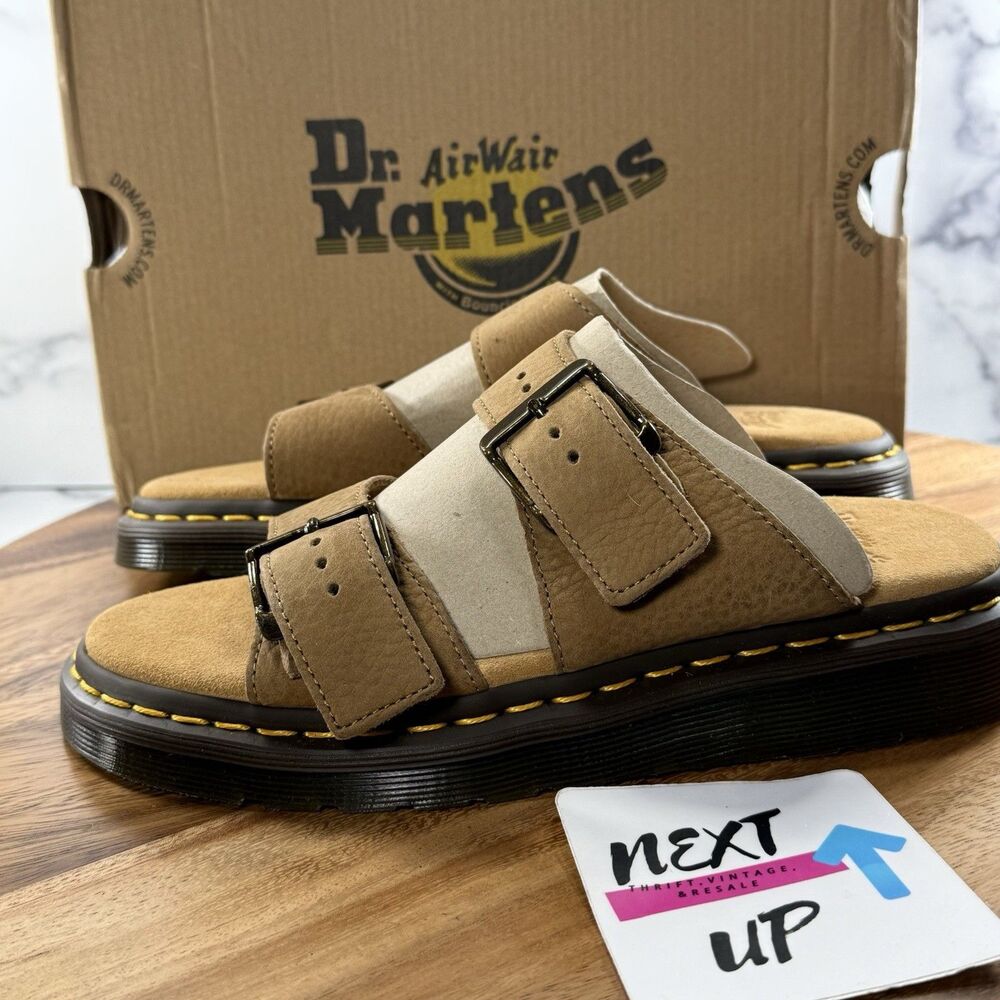 Women’s size 7-Dr Martens Josef Sandals Suede Double Strap Slide Sandals Tan NEW